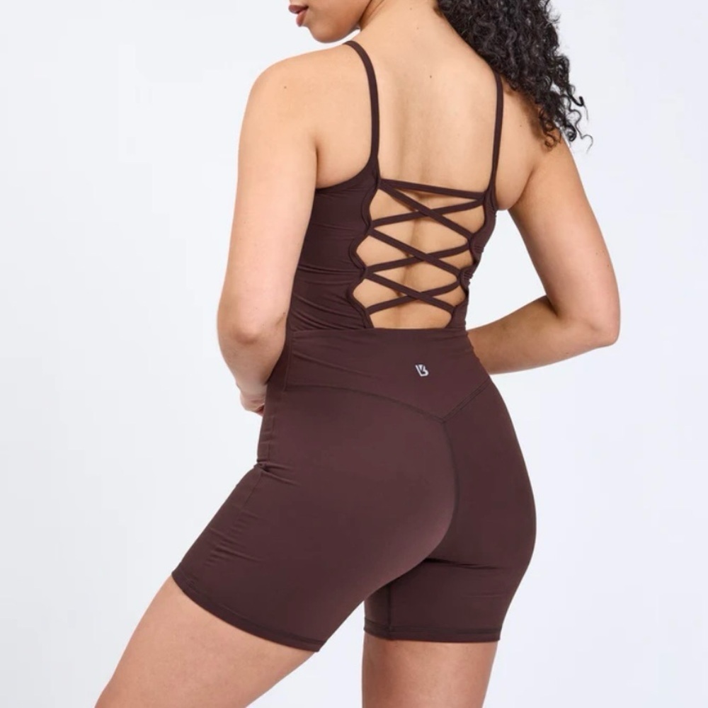 Buffbunny Ivy Bodysuit 6” Journey Dark Brown With Lattice Back